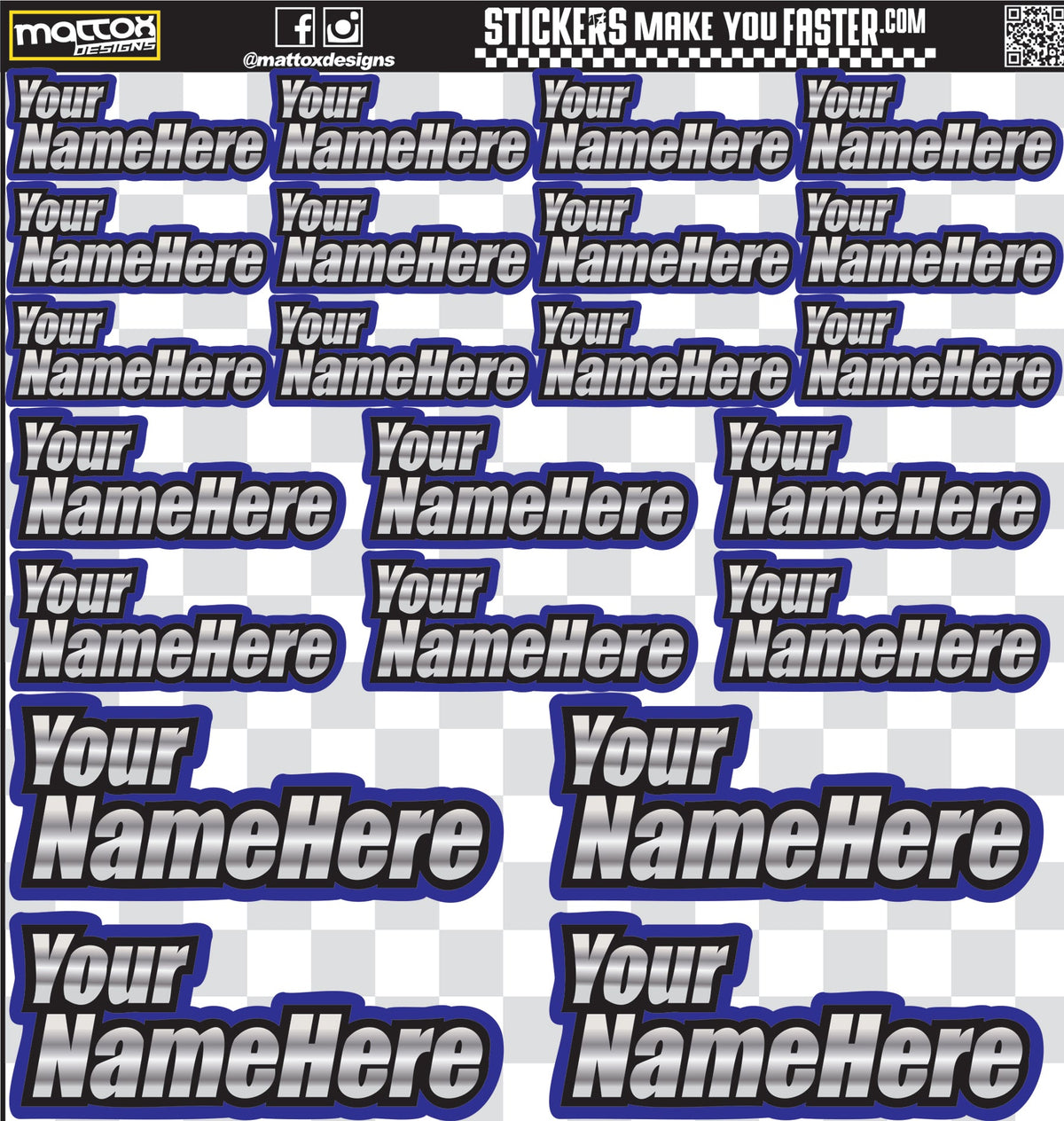 Metallic Racer Name Decals
