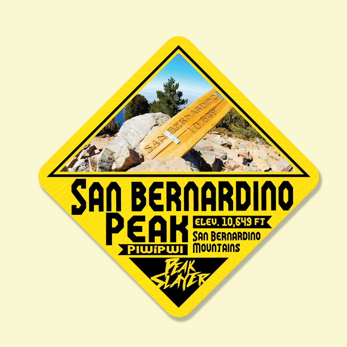 San Bernardino Peak ~ California Trail Sticker ~ Outdoor ~ Waterproof ~ Vinyl ~ Adventure Hiking Decal for Water Bottle, Laptop,