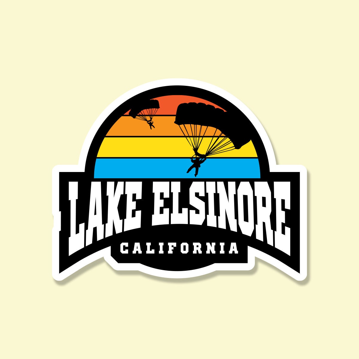 Skydiving Adventure Sticker - Lake Elsinore California - Waterproof Vinyl Decal for Helmets, Tumblers, Laptops