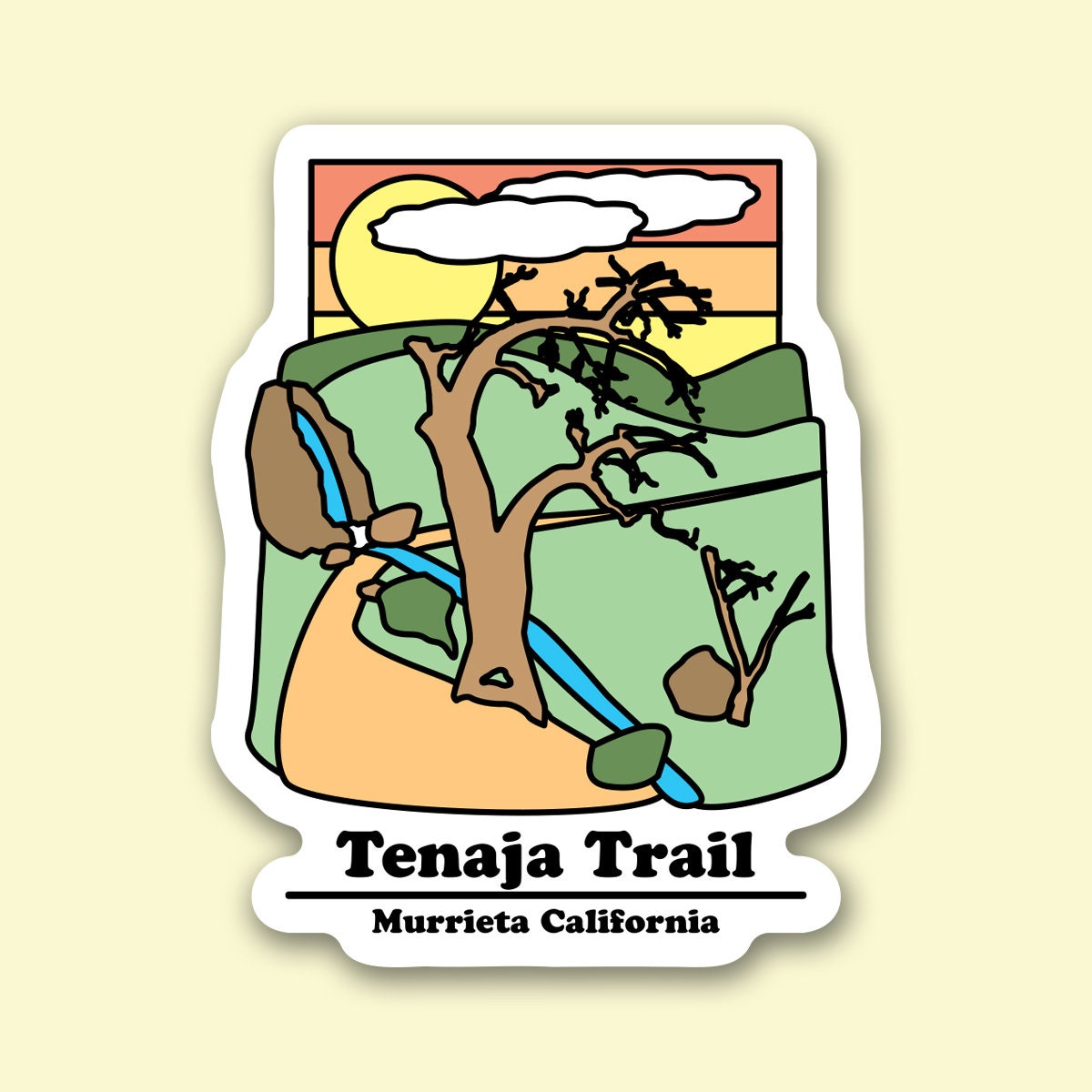 Tenaja California Trail Sticker ~ Waterproof ~ Outdoor Adventure Decal ~ Hiking Gift ~ Laptop, Water Bottle, Journal and more