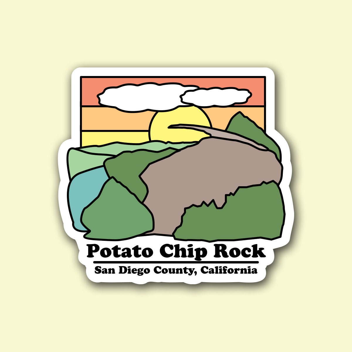 Potato Chip Rock - California Peak Sticker - Outdoor Waterproof Vinyl Sticker - Adventure Lover Gift - San Diego Hiking Keepsake