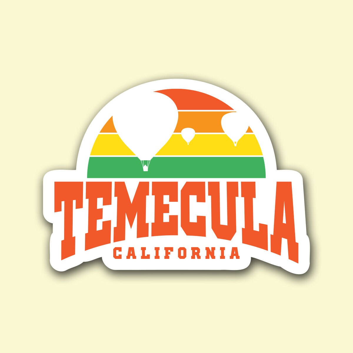Temecula CA Hot Air Balloon Vinyl Sticker ~ Waterproof Vinyl decal for Laptop, Tumbler, Car ~White background