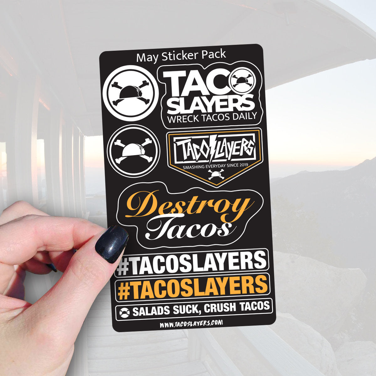 Limited Edition MAY Taco Slayer Sticker Pack - Taco Slayers All Weather sticker- Taco gifts- Taco Lovers- nerdy gifts- foodie sticker