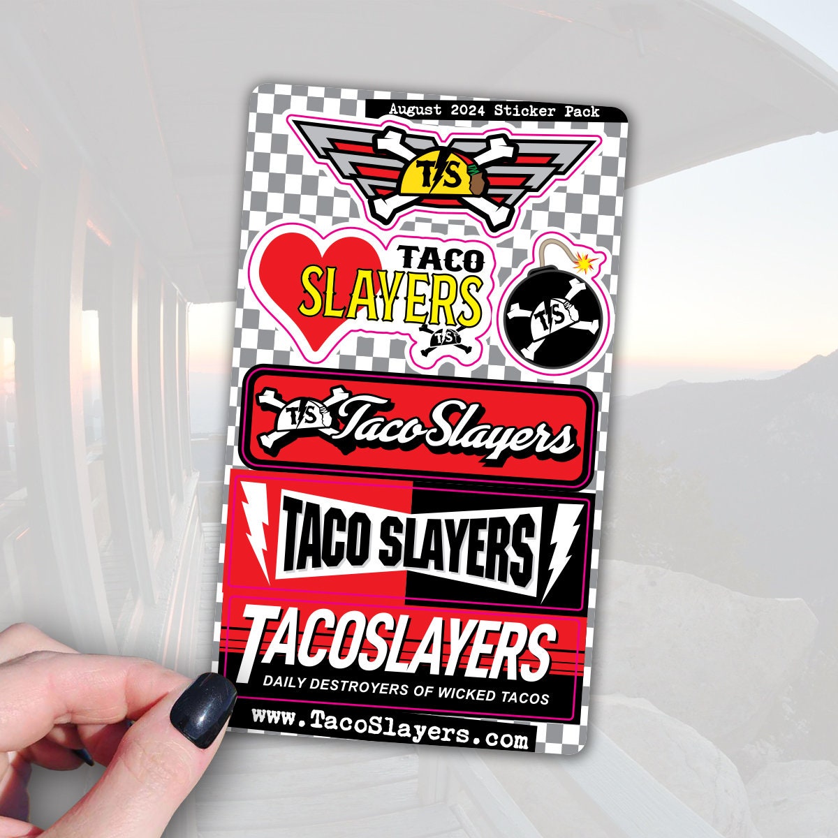 Limited Edition AUGUST Taco Slayers 5 Sticker & Sheet Sticker Pack - Taco Slayers All Weather stickerTaco gifts Taco Lovers foodie sticker