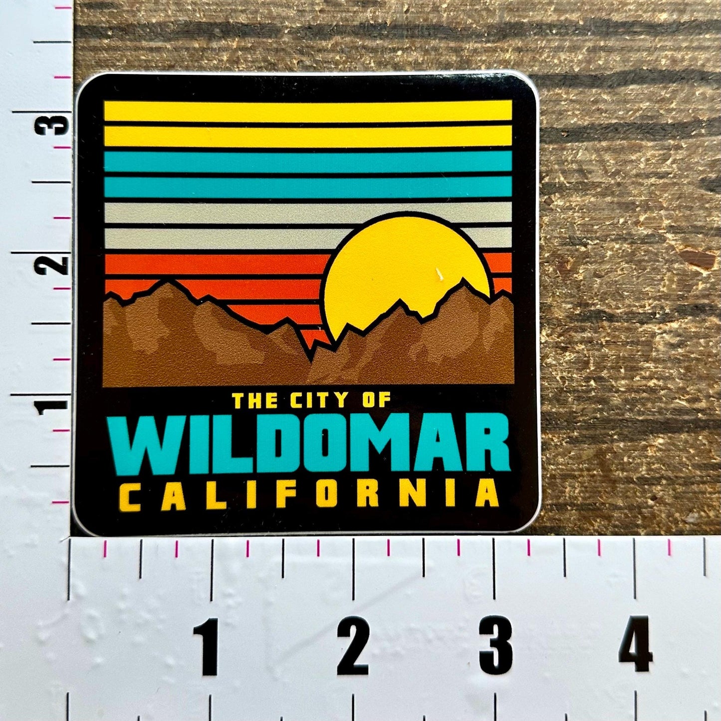 Wildomar CA Mountain Sunset Sticker ~ Vintage inspired ~ Waterproof vinyl decal for Laptop, Tumbler, car
