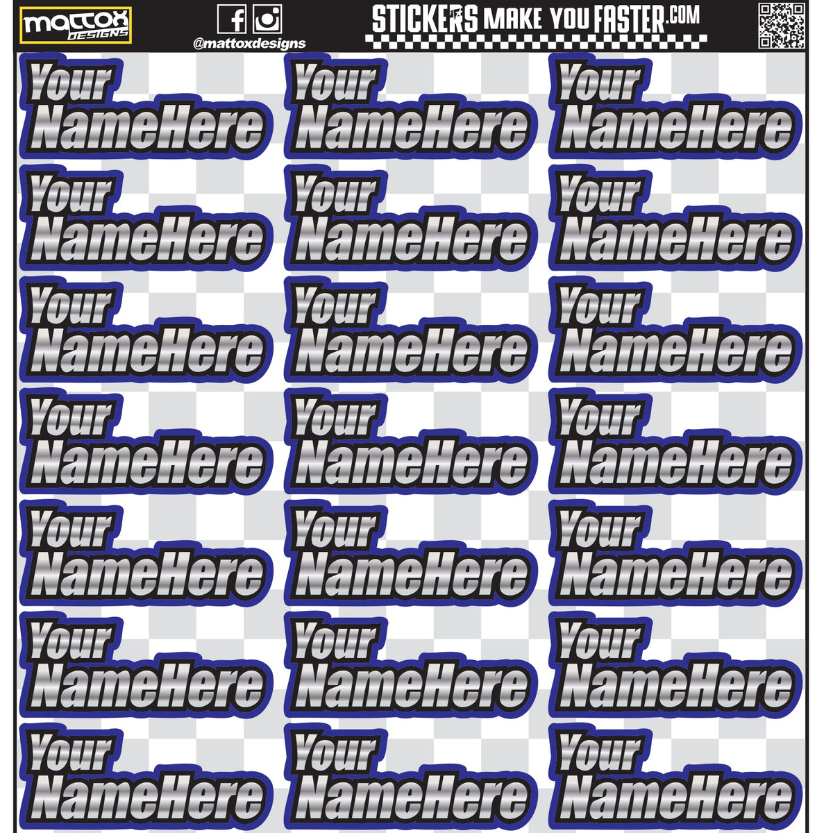 Metallic Racer Name Decals