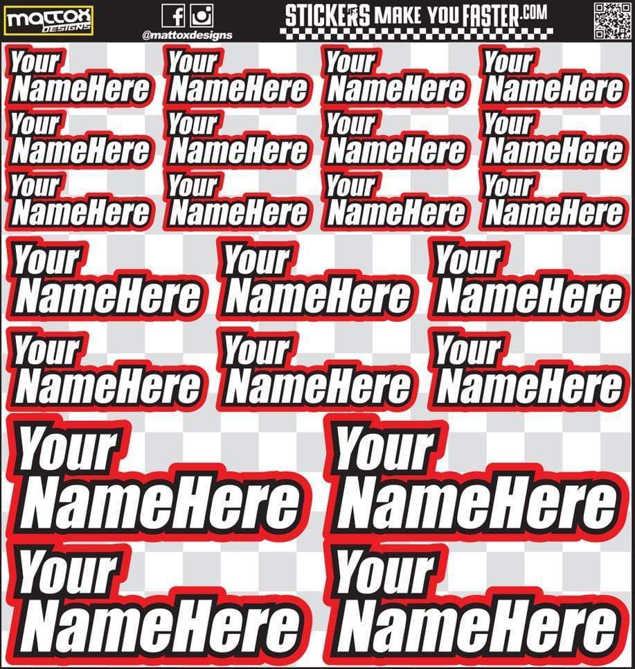 Custom RC Racer Name stickers and decals.