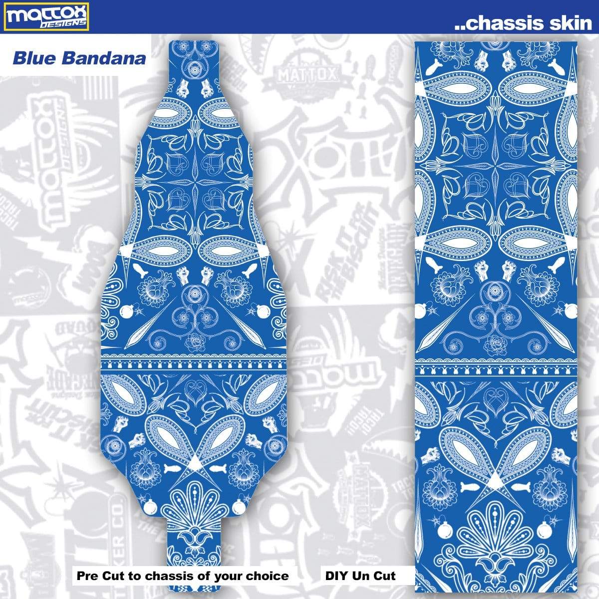 Blue Bandana chassis skin for your rc car. Stickers Make you faster AE chassis skin.
