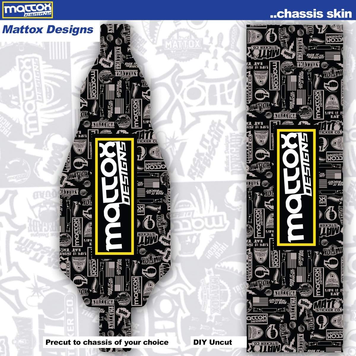 Chassis Skin for rc cars. Fits Tekno, Team associated. Stickers make you faster. Custom stickers and decals