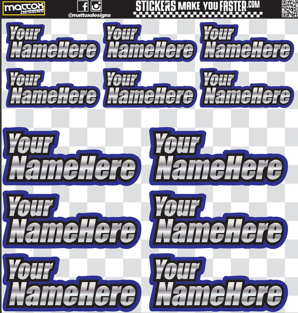 Metallic Racer Name Decals