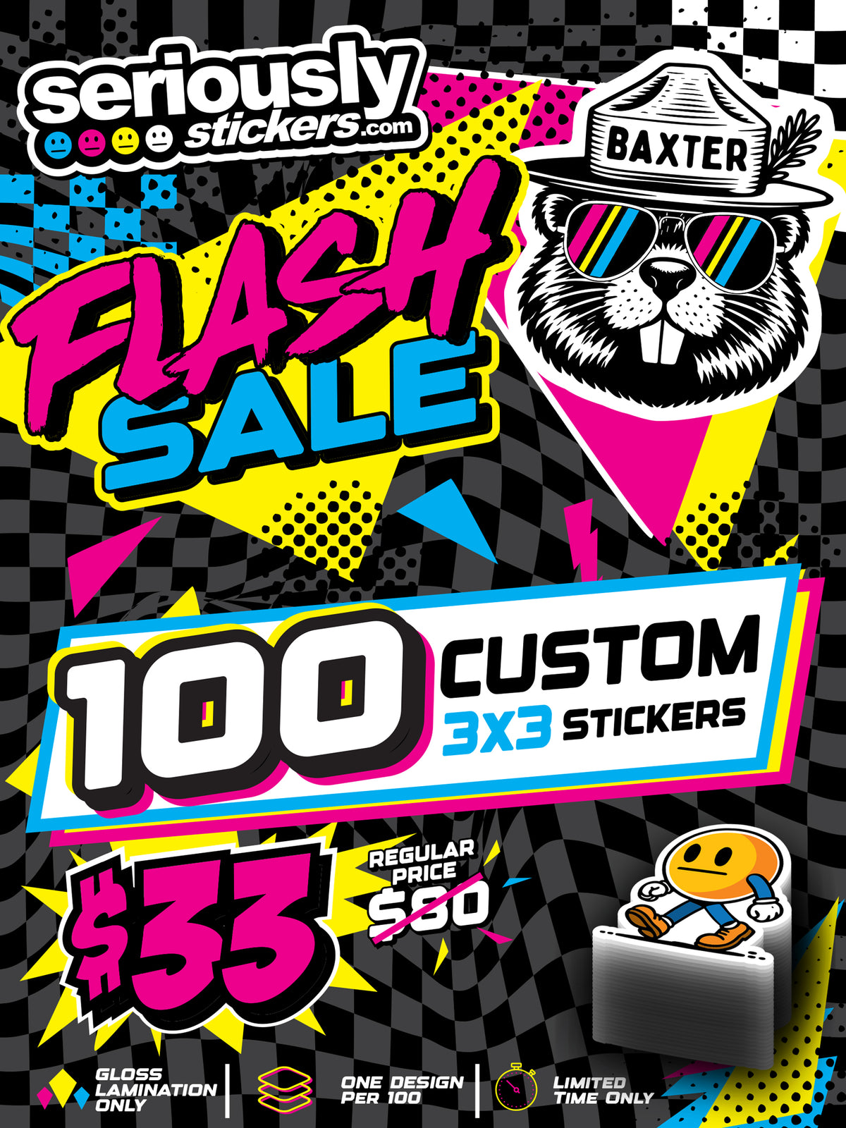 FLASH SALE - 100 Custom 3" Stickers
