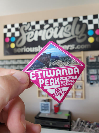 Etiwanda Peak Waterproof Vinyl Sticker - Peak decals for hiking enthusiasts  - Colorful Adventure Decal