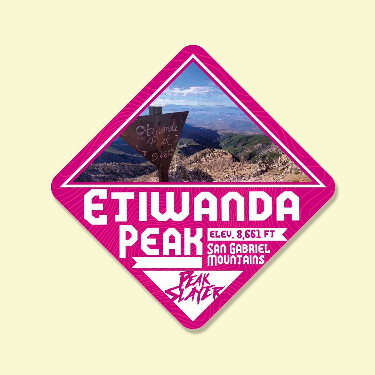 Etiwanda Peak Waterproof Vinyl Sticker - Peak decals for hiking enthusiasts  - Colorful Adventure Decal