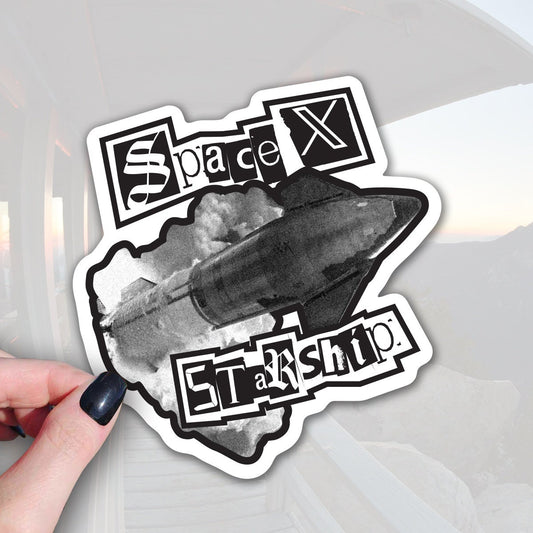 90s Punk SpaceX Starship Vinyl Sticker ~ Waterproof Vinyl Decal for Laptop, Tumbler, Car Window ~ SpaceX Themed