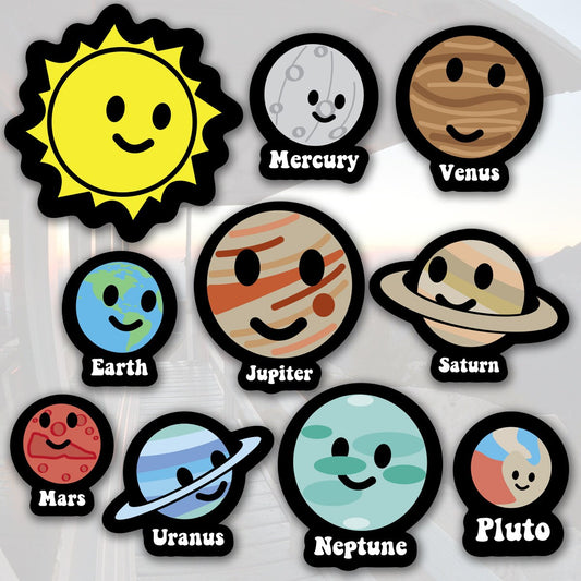 cute sticker sheet of the solar system