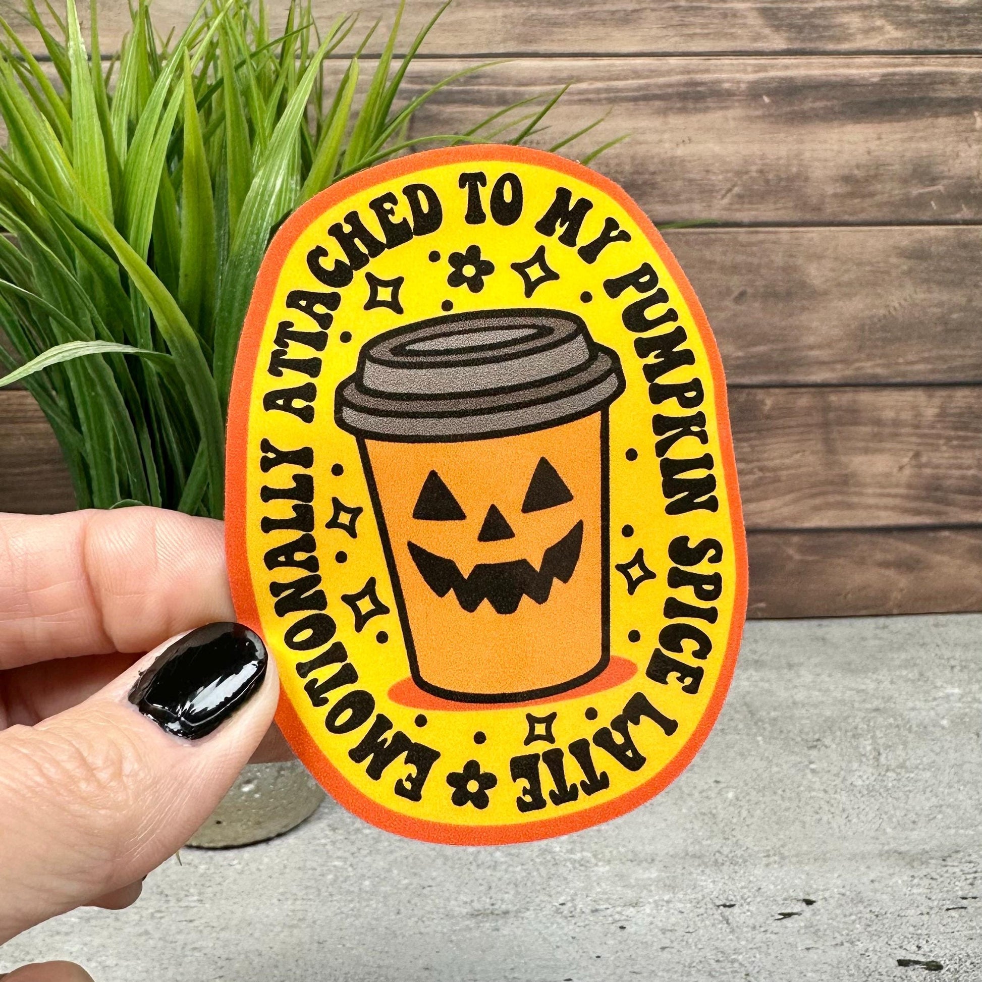 Pumpkin Spice Latte Sticker | Waterproof Vinyl Decal -3.5in x 2.5in