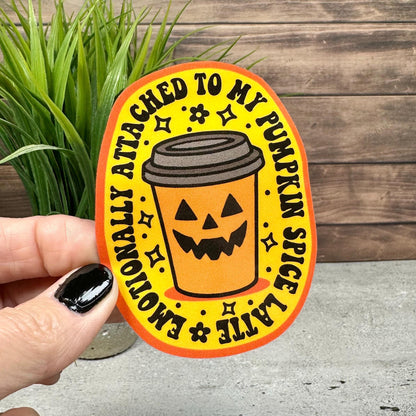 Pumpkin Spice Latte Sticker | Waterproof Vinyl Decal -3.5in x 2.5in
