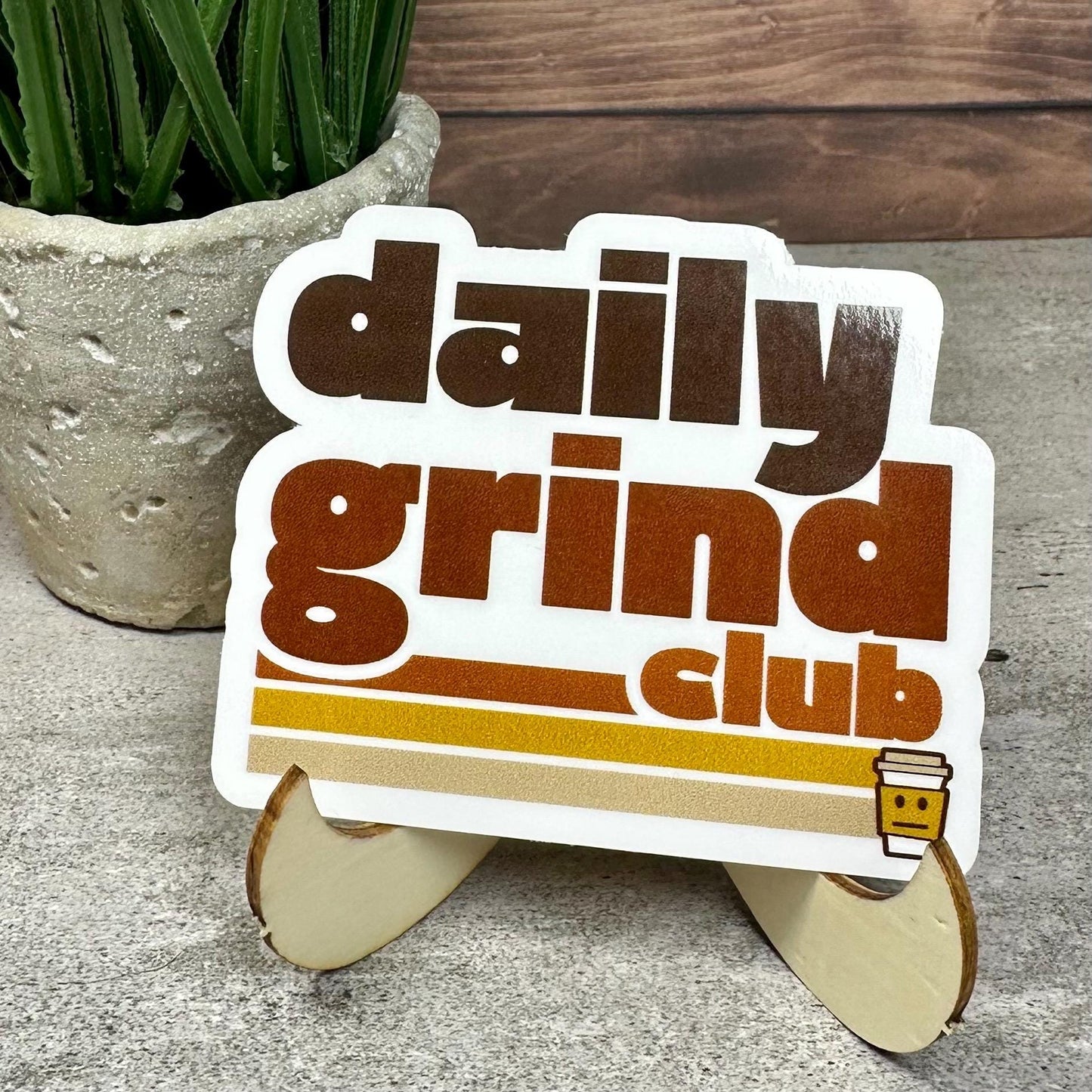 Daily Grind Club Coffee Sticker (Waterproof Vinyl, 3x2.5in)