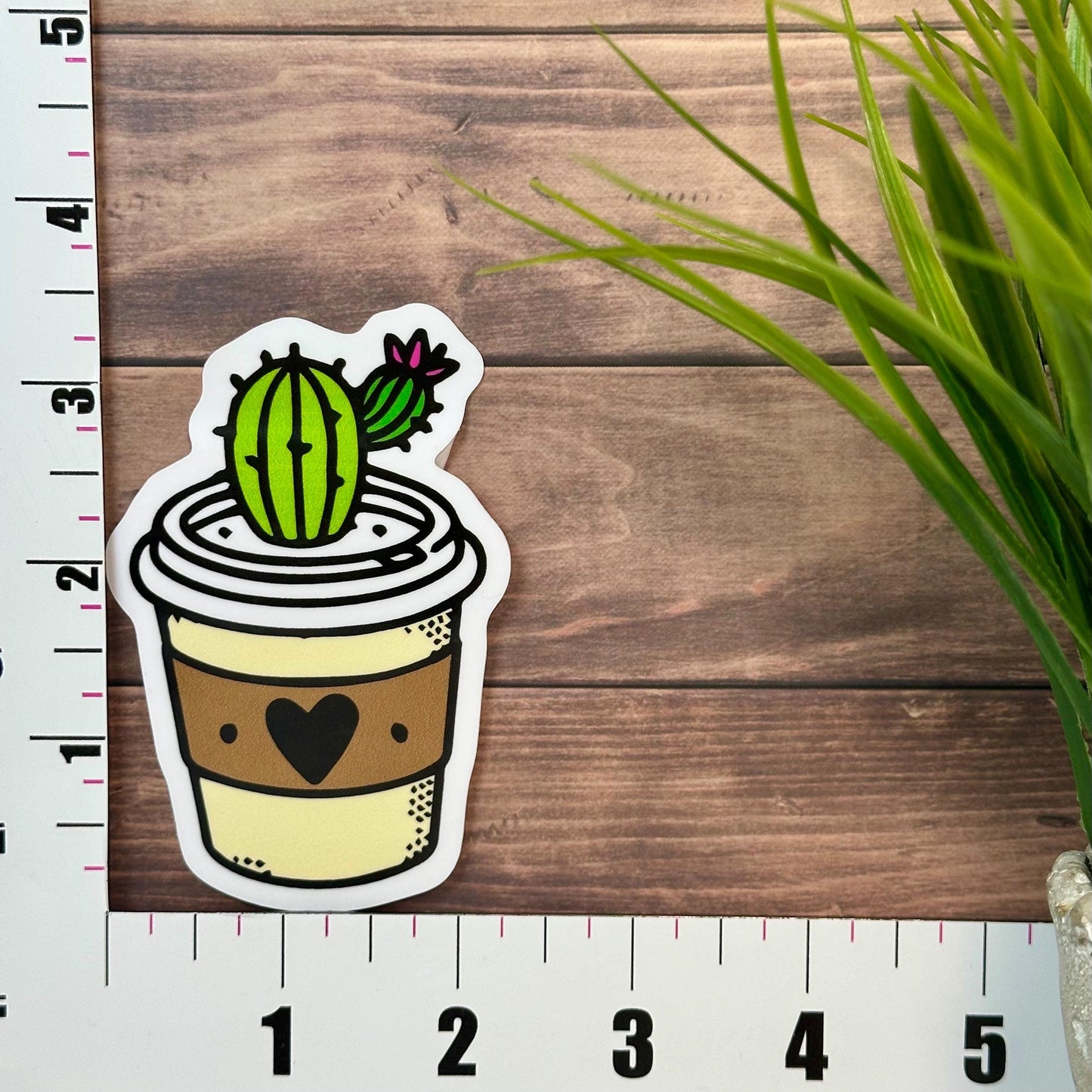 Cactus Coffee Cup Sticker: Waterproof Vinyl Decal (3.5x2.25")