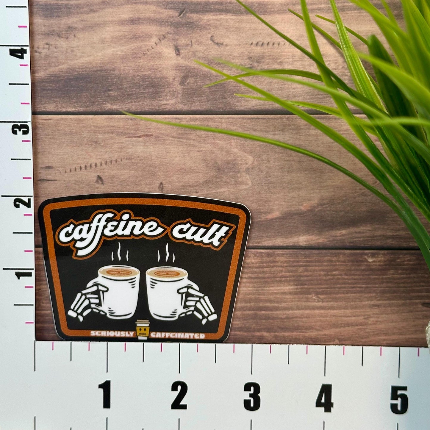 Coffee Cult Sticker: Waterproof Vinyl Decal (3x2 Inches, Glossy)