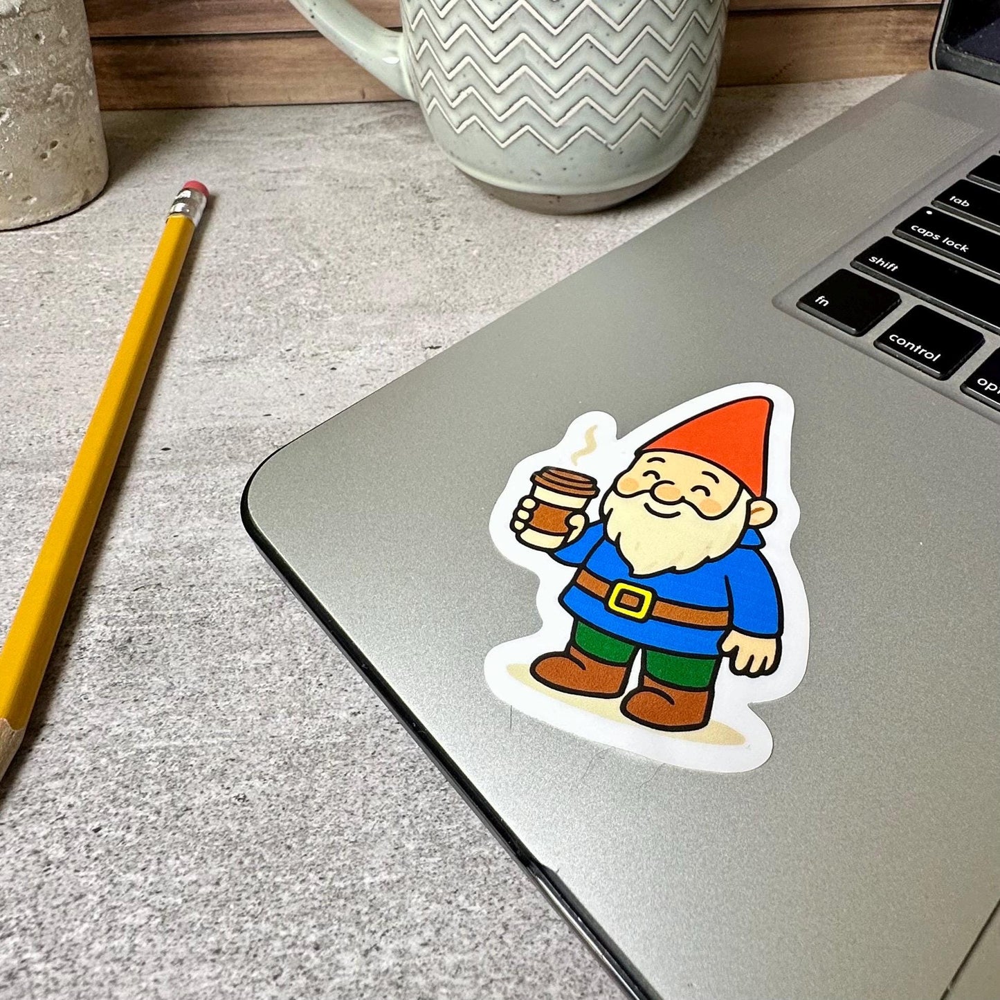 Cute Gnome Coffee Sticker - Waterproof Vinyl Decal, 3in