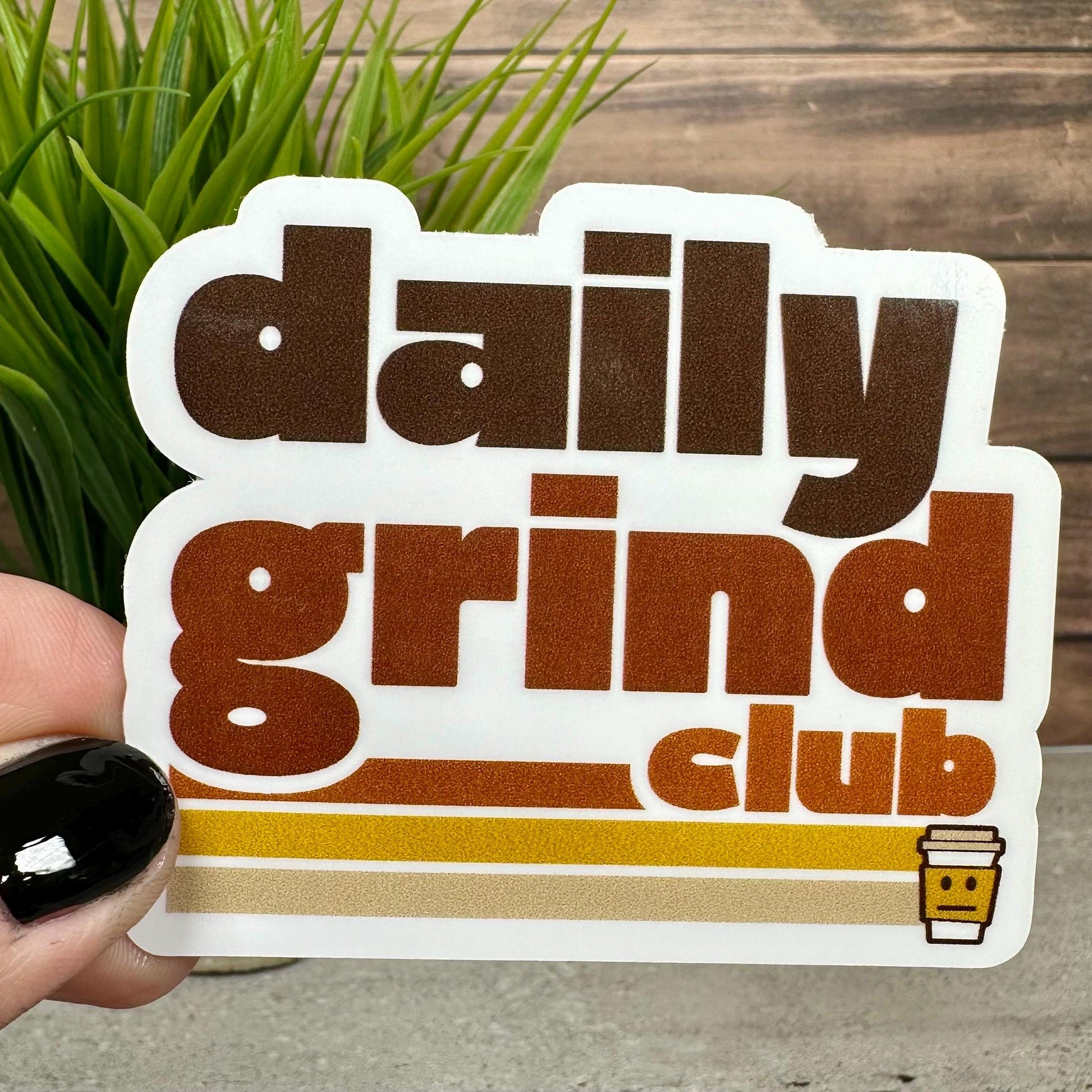 Daily Grind Club Coffee Sticker (Waterproof Vinyl, 3x2.5in)