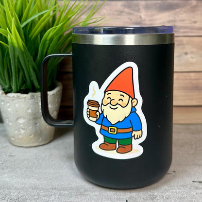 Cute Gnome Coffee Sticker - Waterproof Vinyl Decal, 3in