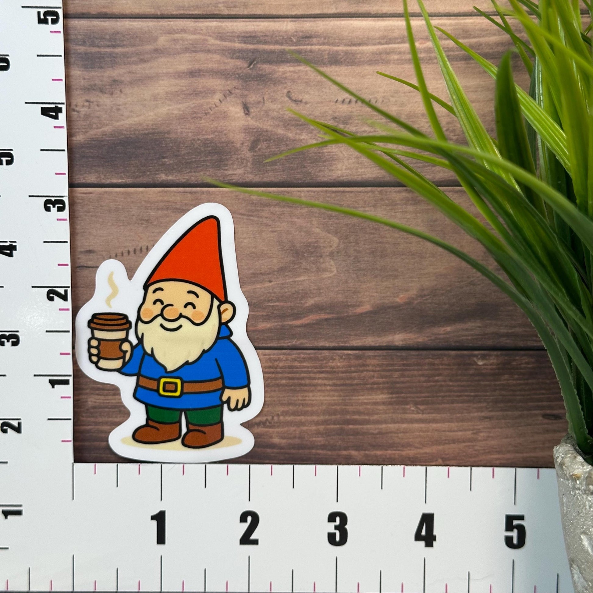 Cute Gnome Coffee Sticker - Waterproof Vinyl Decal, 3in