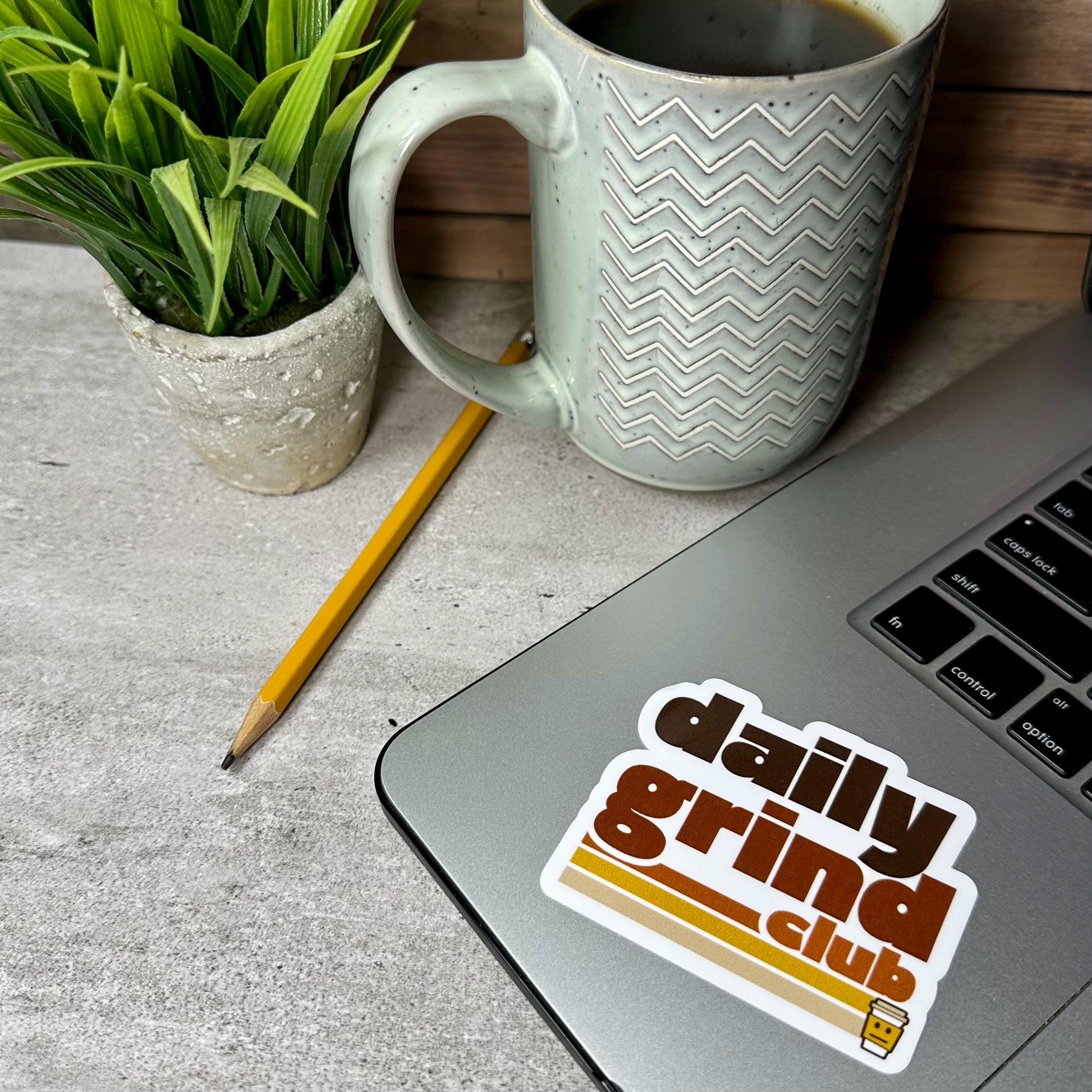 Daily Grind Club Coffee Sticker (Waterproof Vinyl, 3x2.5in)
