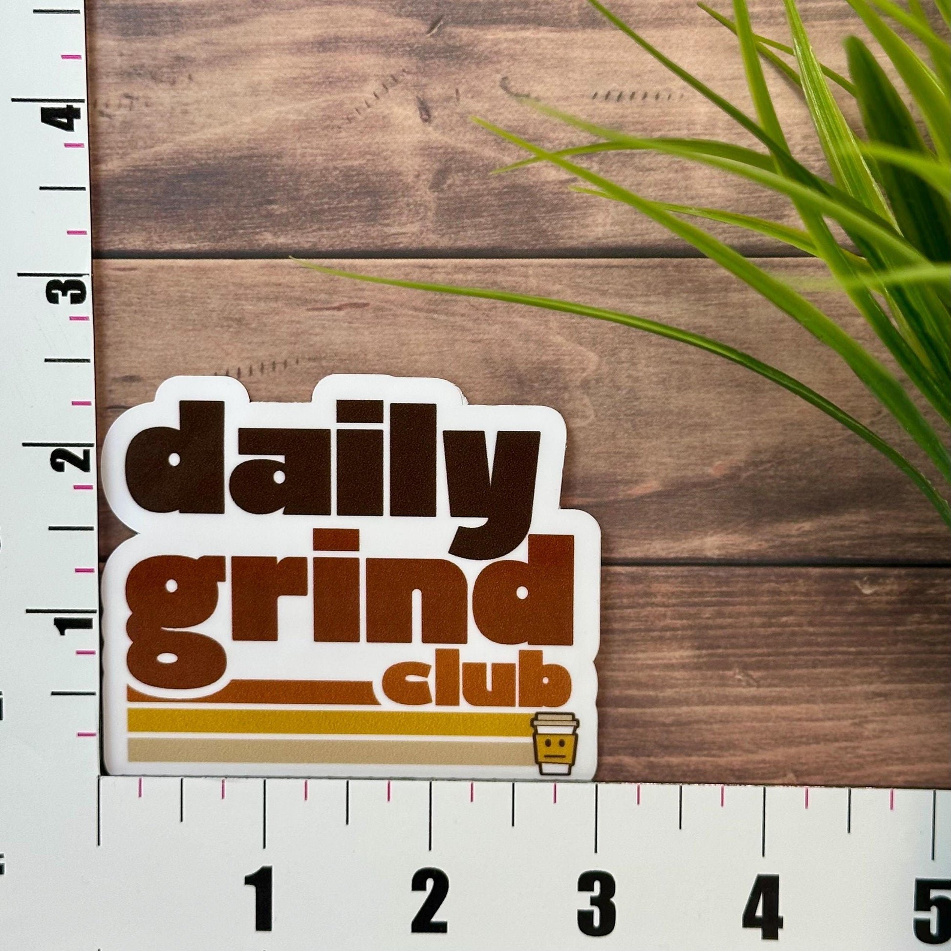 Daily Grind Club Coffee Sticker (Waterproof Vinyl, 3x2.5in)