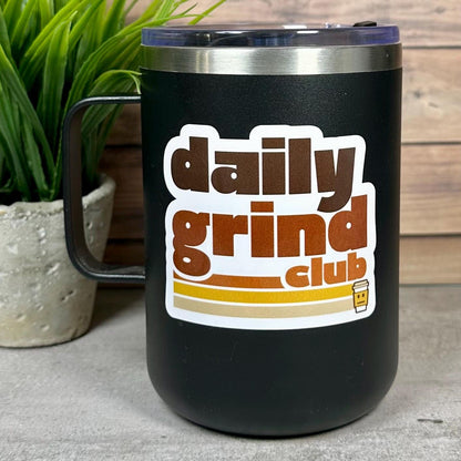 Daily Grind Club Coffee Sticker (Waterproof Vinyl, 3x2.5in)