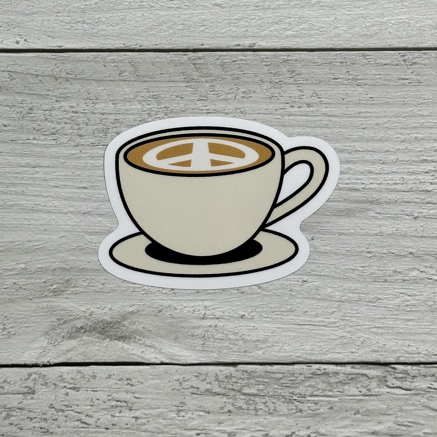 Coffee Cup Sticker: Peace Sign Design - Waterproof Vinyl Decal