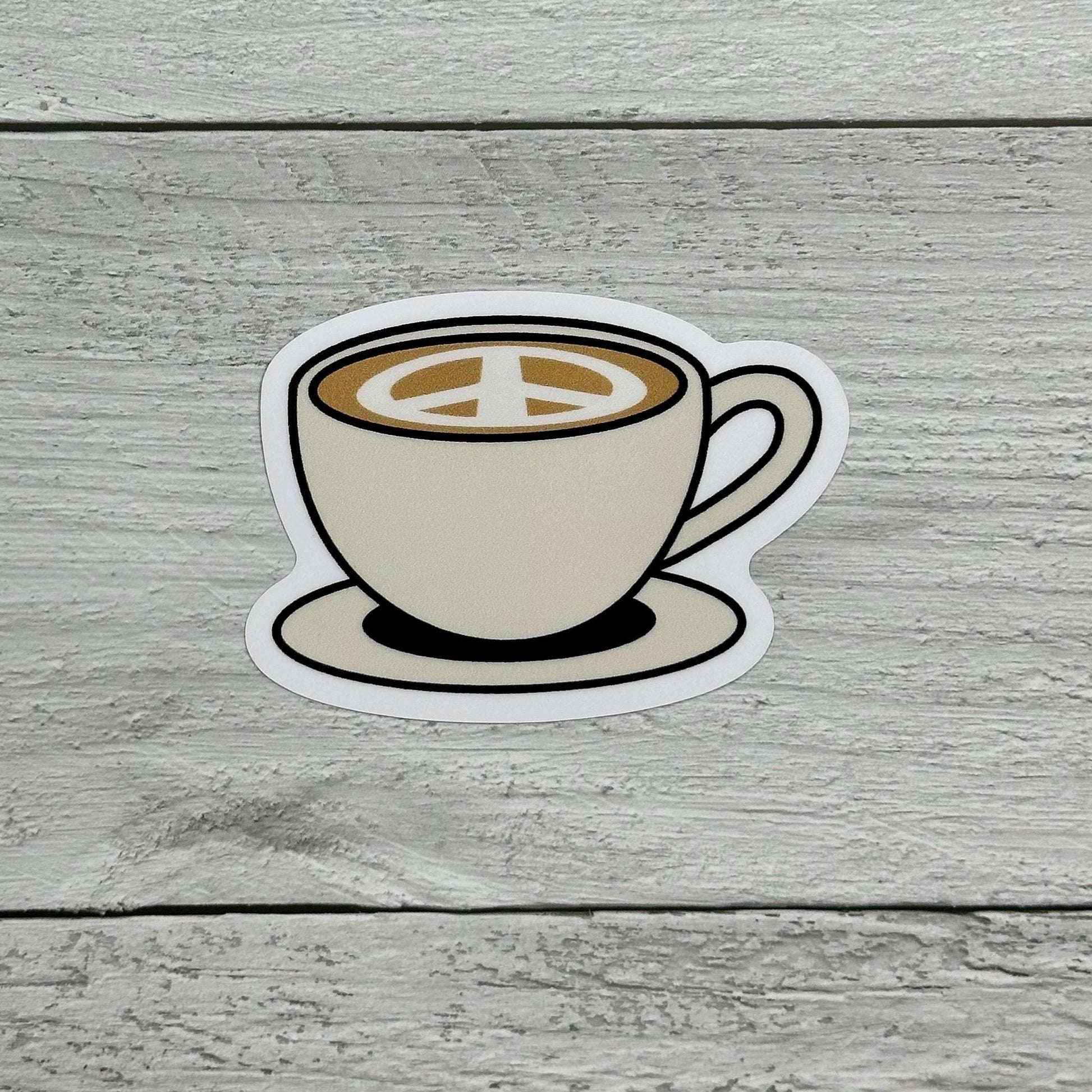 Coffee Cup Sticker: Peace Sign Design - Waterproof Vinyl Decal