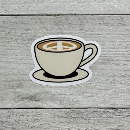 Coffee Cup Sticker: Peace Sign Design - Waterproof Vinyl Decal