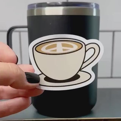 Coffee Cup Sticker: Peace Sign Design - Waterproof Vinyl Decal