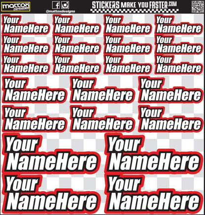 Custom RC Racer Name stickers and decals.