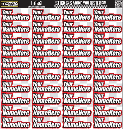 Custom RC Racer Name stickers and decals.