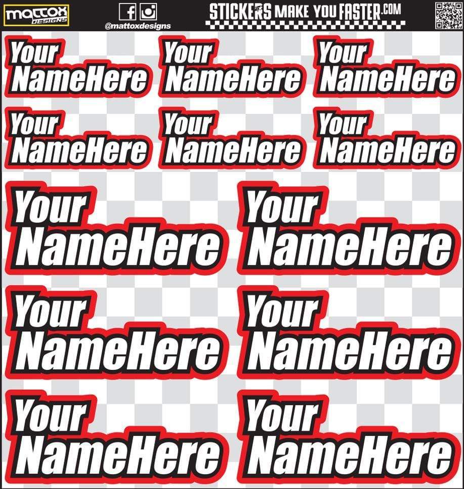 Custom RC Racer Name stickers and decals.