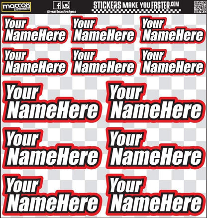 Custom RC Racer Name stickers and decals.