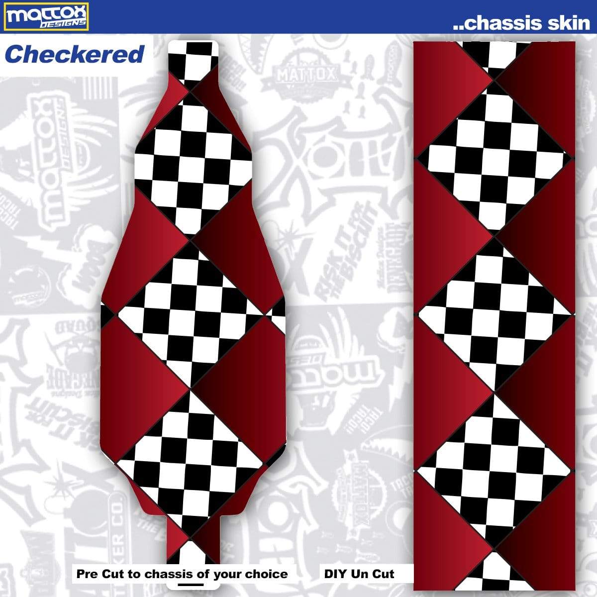  Chassis Skin for rc cars.  Fits Tekno, Team associated. Stickers make you faster.  Custom stickers and decals
