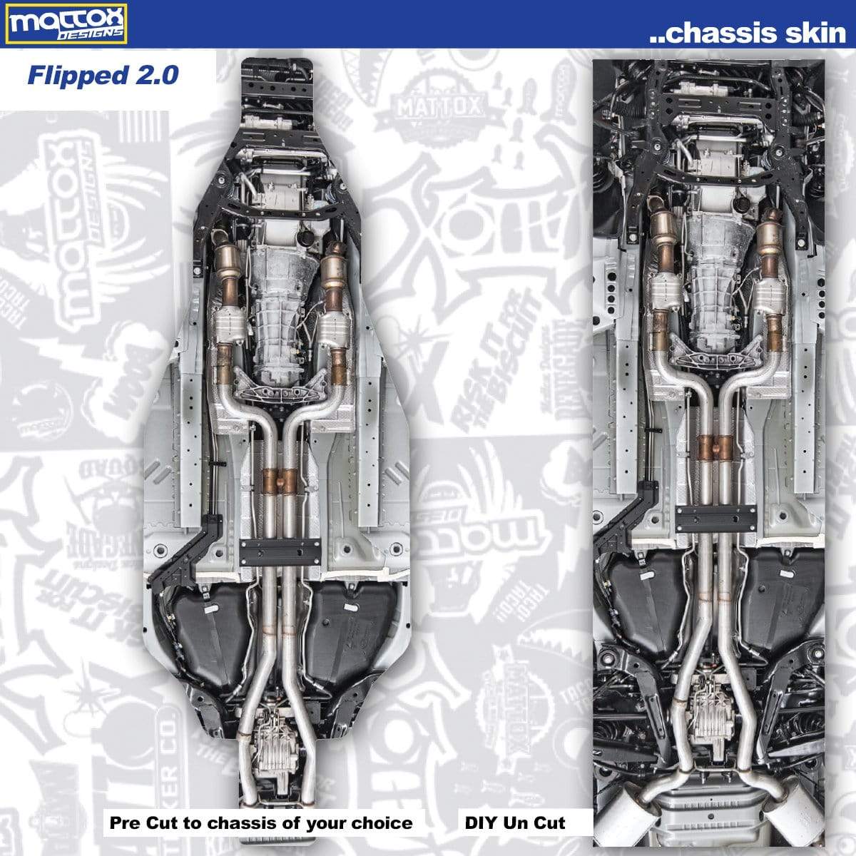 Chassis Skin for rc cars.  Fits Tekno, Team associated. Stickers make you faster.  Custom stickers and decals