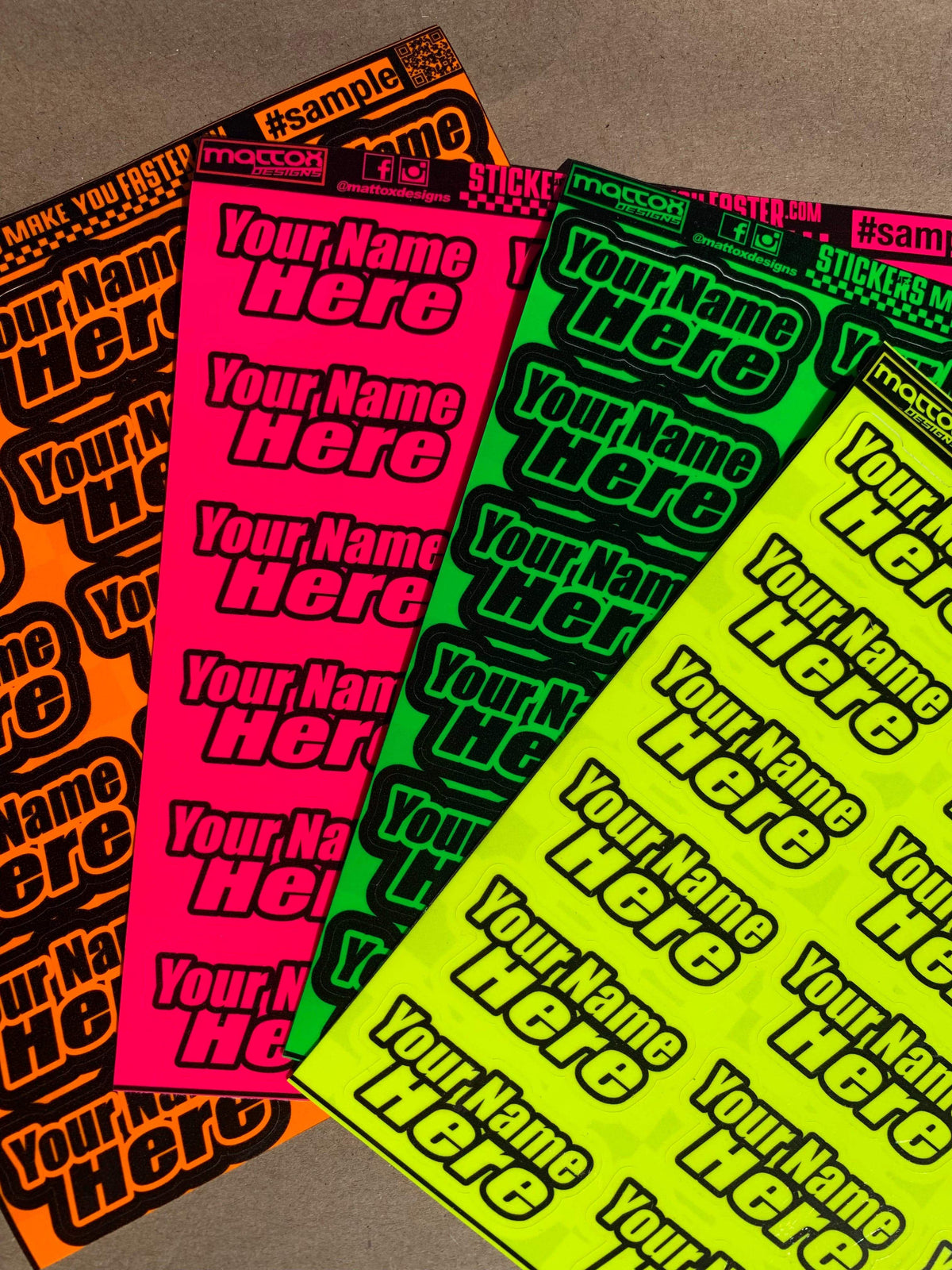 Fluorescent Racer Name Decals