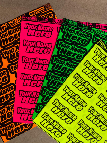Fluorescent Racer Name Decals