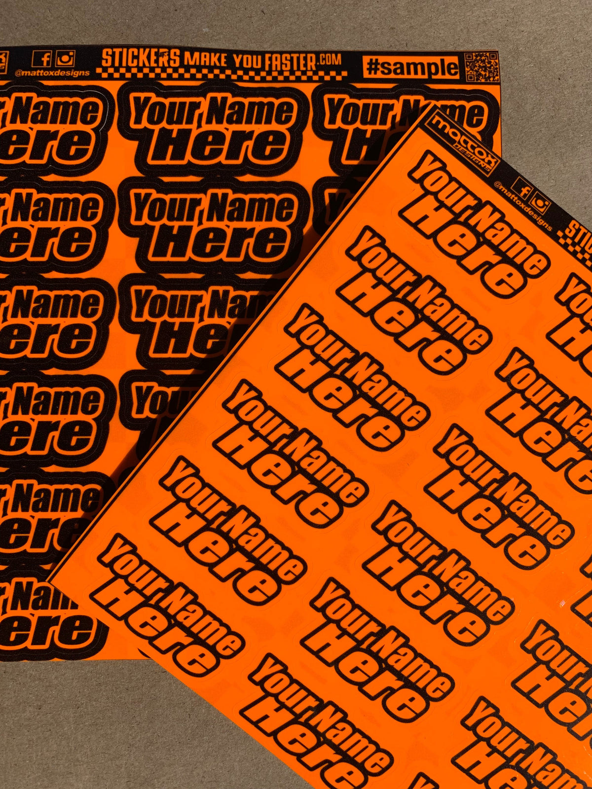 Fluorescent Racer Name Decals