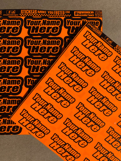 Fluorescent Racer Name Decals