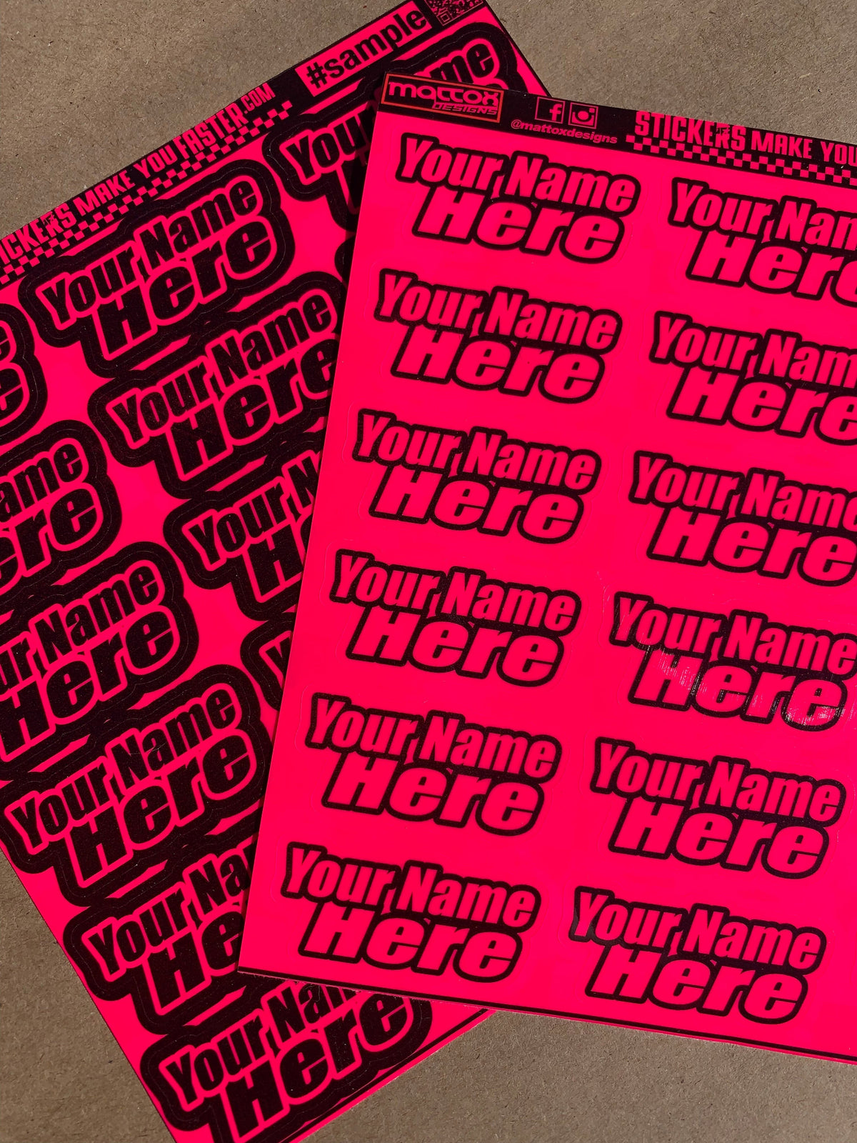 Fluorescent Racer Name Decals