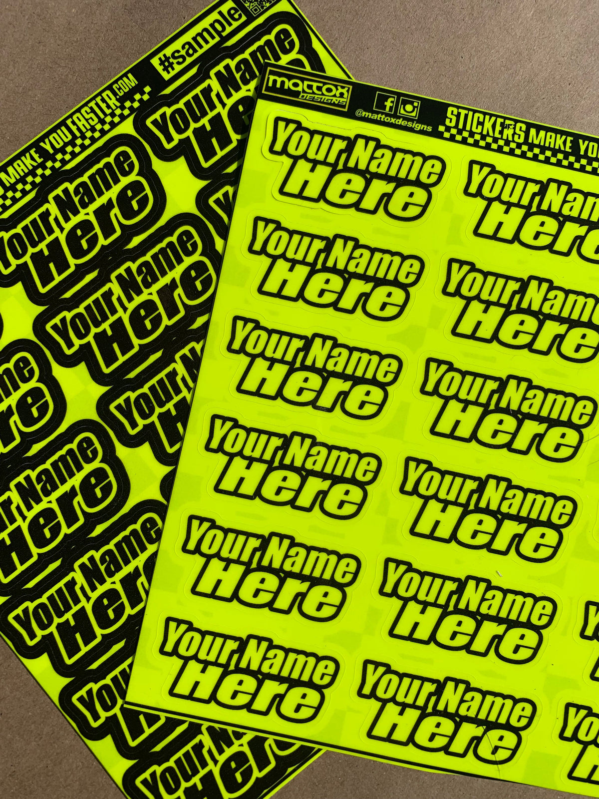 Fluorescent Racer Name Decals