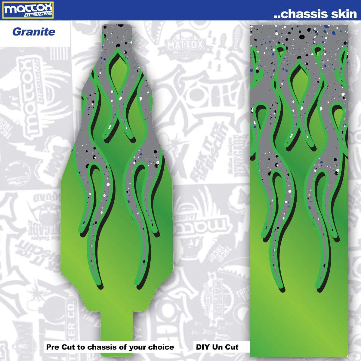 Chassis Skin for rc cars.  Fits Tekno, Team associated. Stickers make you faster.  Custom stickers and decals