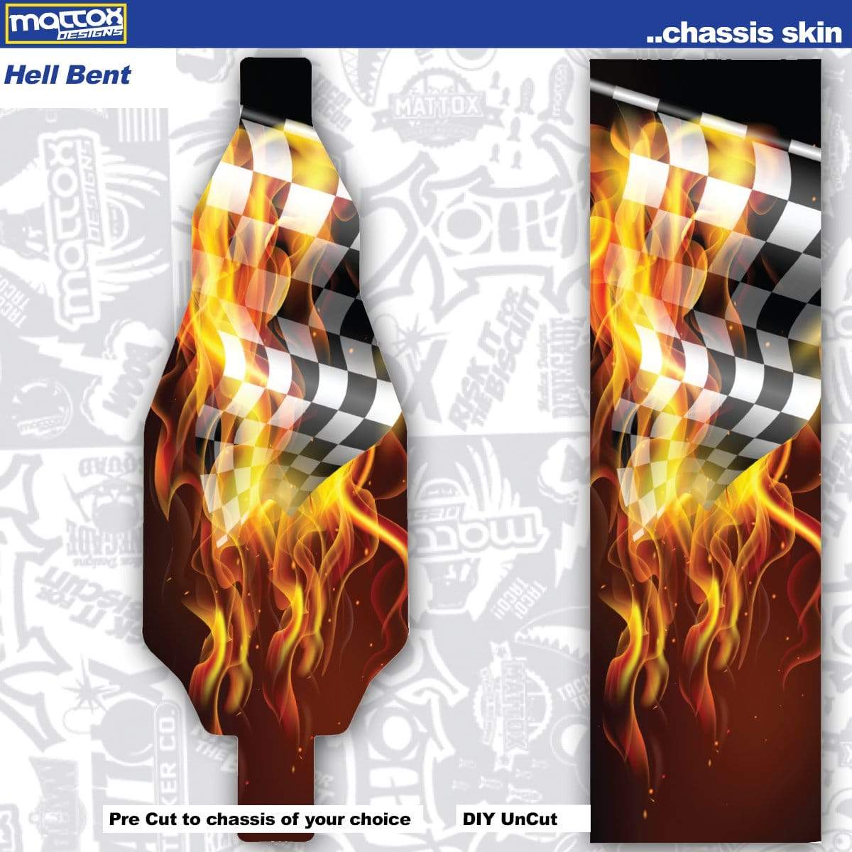 Chassis Skin for rc cars.  Fits Tekno, Team associated. Stickers make you faster.  Custom stickers and decals