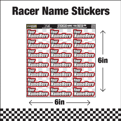 Custom RC Racer Name stickers and decals.